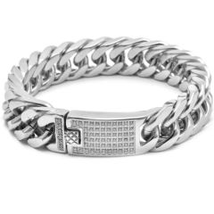 ***COI Titanium Cubic Zirconia Bracelet With Steel Clasp(Length: 8.66 inches)-00938BB