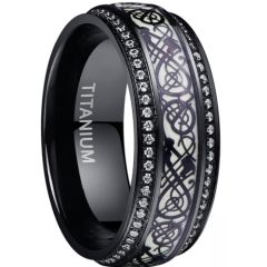 ***COI Black Titanium Dragon Ring With Cubic Zirconia-00942BB