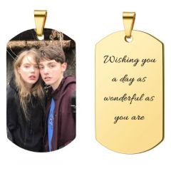 ***COI Gold Tone Titanium Tag Pendant With Custom Photo Engraving-00960BB
