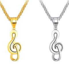 ***COI Titanium Black Gold Tone/Silver Music Note Pendant-00962BB