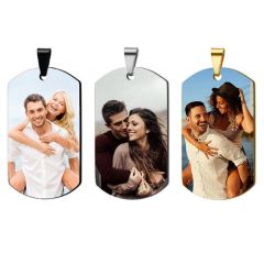 ***COI Titanium Black/Gold Tone/Silver Tag Pendant With Custom Photo Engraving-00970BB