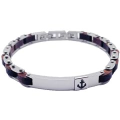 ***COI Titanium Anchor & Koa Wood Bracelet With Steel Clasp(Length: 8.27 inches)-00976BB