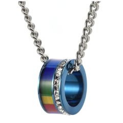 ***COI Titanium Black/Blue/Gold Tone/Rose/Silver Rainbow Pendant With Cubic Zirconia-00986BB
