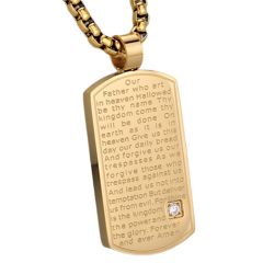 ***COI Titanium Black/Gold Tone/Silver Cross Prayer Pendant With Cubic Zirconia-00993BB