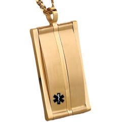 ***COI Titanium Black/Gold Tone/Silver Medical Alert Pendant-00994BB