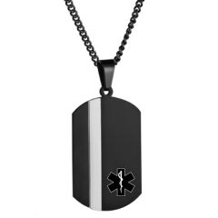 ***COI Titanium Black Gold Tone/Silver Medical Alert Pendant-00995BB