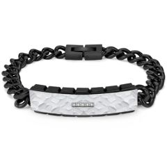 ***COI Titanium Black/Gold Tone Silver Hammered Cubic Zirconia Bracelet With Steel Clasp(Length: 8.27 inches)-01003BB