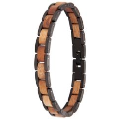 ***COI Titanium Blue/Silver Koa Wood Bracelet With Steel Clasp(Length: 8.66 inches)-01010BB
