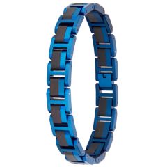 ***COI Titanium Blue/Gold Tone Koa Wood Bracelet With Steel Clasp(Length: 8.66 inches)-01012BB
