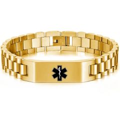 ***COI Titanium Black/Rose/Gold Tone/Silver Medical Alert Bracelet With Steel Clasp(Length: 8.27 inches)-01046BB