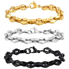 ***COI Titanium Black/Gold Tone/Silver Bracelet With Steel Clasp(Length: 8.27 inches)-01048BB