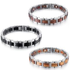 ***COI Titanium Koa Wood Bracelet With Steel Clasp(Length: 8.66 inches)-01064BB