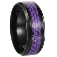 ***COI Black Titanium Beveled Edges Ring With Carbon Fiber-01085BB
