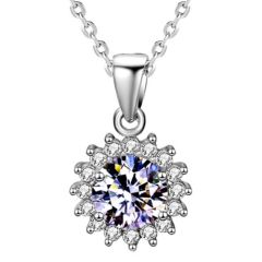 ***COI Sterling Silver 925 Gold Tone/Silver 1 Carat Moissanite Pendant-01097BB