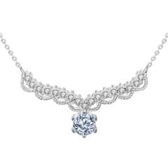 ***COI Sterling Silver 925 0.50ct Solitaire Moissanite Necklace(Length:19.68 inches)-01099BB