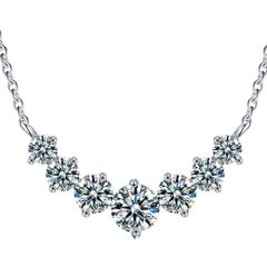 ***COI Sterling Silver 925 Gold Tone/Silver 2 Carat Seven Moissanite Necklace(Length: 19.68 inches)-01106BB