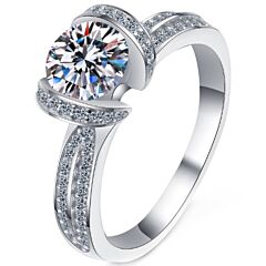 ***COI Sterling Silver 925 1 Carat Solitaire Moissanite Ring-01110BB