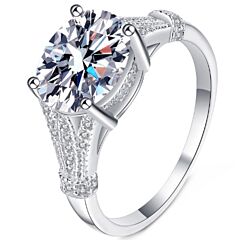 ***COI Sterling Silver 925 3 Carat Moissanite Solitaire Ring-01111BB