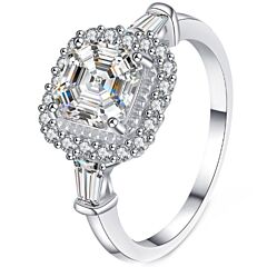 ***COI Sterling Silver 925 1 Carat Cushion Moissanite Solitaire ring-01114BB