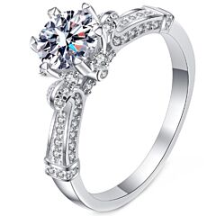 ***COI Sterling Silver 925 1 Carat Moissanite Solitaire Ring-01115BB