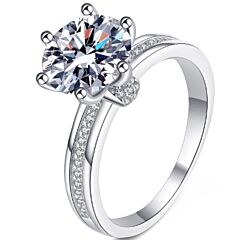 ***COI Sterling Silver 925 3 Carat Moissanite Solitaire Ring-01116BB