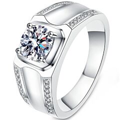 ***COI Sterling Silver 925 1 Carat Moissanite Solitaire Ring-01117BB