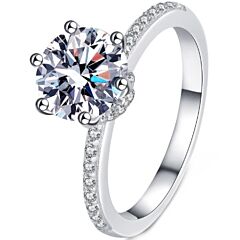 ***COI Sterling Silver 925 2 Carat Moissanite Solitaire Ring-01119BB