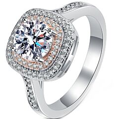 ***COI Sterling Silver 925 Rose Silver 1 Carat Moissanite Solitaire Ring-01120BB