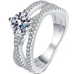 ***COI Sterling Silver 925 1 Carat Solitaire Moissanite Ring-01122BB