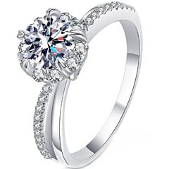 ***COI Sterling Silver 925 1 Carat Moissanite Solitaire Ring-01126BB