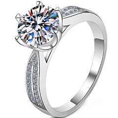 ***COI Sterling Silver 925 1 Carat Moissanite Solitaire Ring-01129BB