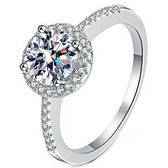 ***COI Sterling Silver 925 1 Carat Moissanite Solitaire Ring-01133BB
