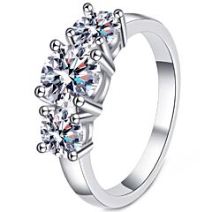 ***COI Sterling Silver 925 2 Carat 3 Moissanite Ring-01136BB