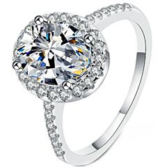 ***COI Sterling Silver 925 1 Carat Oval Moissanite Solitaire Ring-01137BB