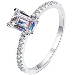 ***COI Sterling Silver 925 1 Carat Baguette Moissanite Solitaire Ring-01138BB