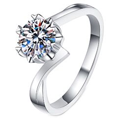 ***COI Sterling Silver 925 1 Carat Moissanite Solitaire Ring-01139BB