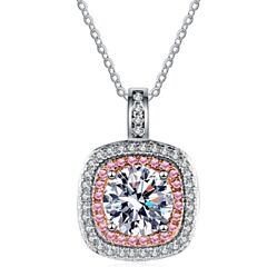 ***COI Sterling Silver Rose Silver 1 Carat Moissanite Solitaire Pendant-01142BB
