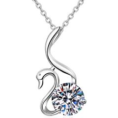 ***COI Sterling Silver 925 2 Carat Moissanite Solitaire Swan Pendant-01148BB
