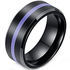 ***COI Titanium Black Purple Beveled Edges Ring-01150BB