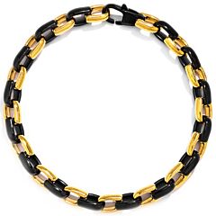 ***COI Titanium Black Gold Tone Bracelet With Steel Clasp(Length: 8.07 inches)-01159BB