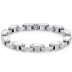 ***COI Titanium Black/Gold Tone/Silver Cubic Zirconia Bracelet With Steel Clasp(Length: 9.05 inches)-01163BB