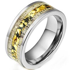 ***COI Titanium Deer Antler Meteorite & Gold Foil Ring-01170BB