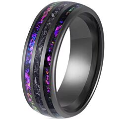 ***COI Black Titanium Crushed Opal & Meteorite Dome Court Ring-01177BB