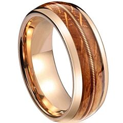 ***COI Rose Titanium Koa Wood Wire Dome Court Ring-01215BB