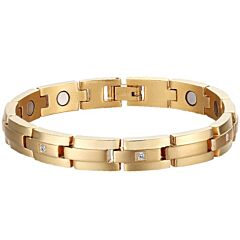 ***COI Gold Tone Titanium Cubic Zirconia Bracelet With Steel Clasp(Length: 8.27 inches)-01222BB