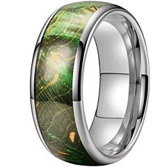 ***COI Titanium Green Koa Wood Dome Court Ring-01235BB