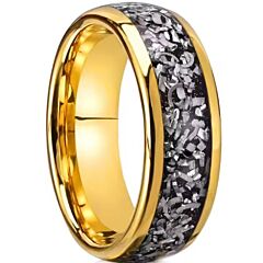 ***COI Gold Tone Titanium Meteorite Dome Court Ring-01236BB