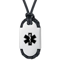***COI Titanium Black Gold Tone/SilverBlack Medical Alert Pendant-01242BB