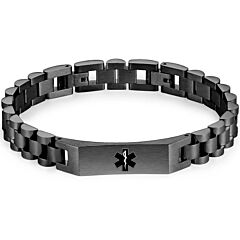 ***COI Titanium Black/Silver Medical Alert Bracelet With Steel Clasp(Length: 8.27 inches)-01245BB