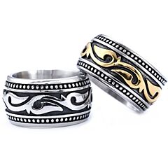 ***COI Titanium Black Silver/Black Gold Tone Silver Celtic Ring-01259BB
